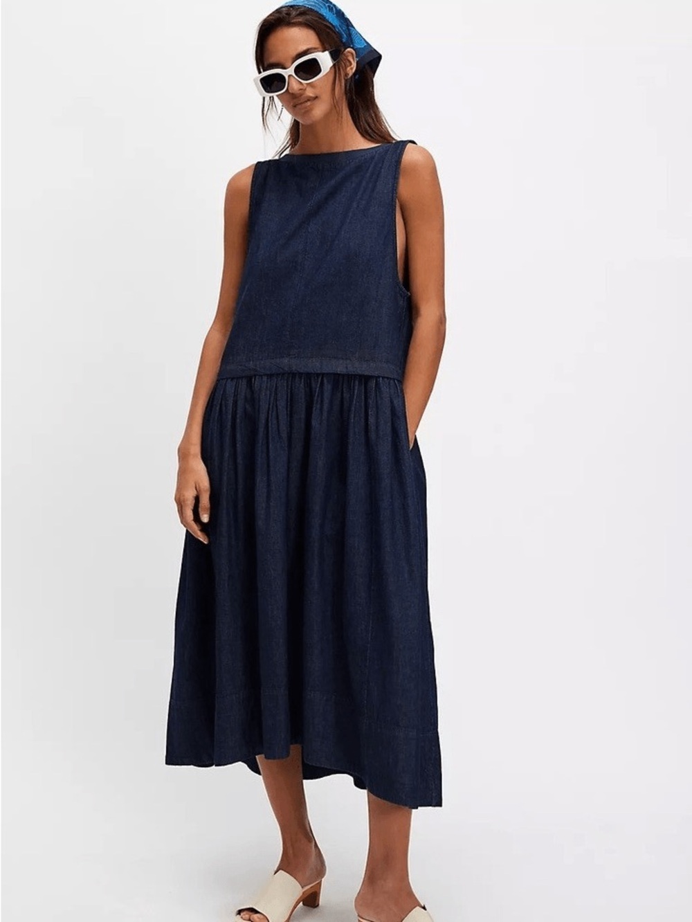 Free People Soraya Denim Midi Dress - Dark Wash
